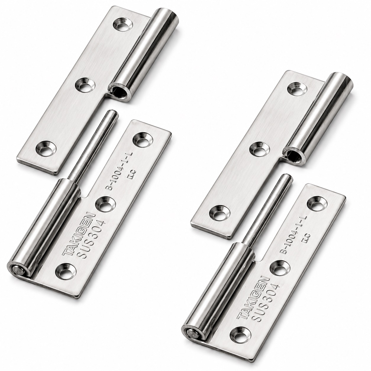 2 kusy vysoce kvalitního plakátového pant, vyrobeného z nerezové oceli SUS304, nosnost: 15 kg (34 lbs), 75 mm (2-61/64"), verze: vlevo, B-1004-1-L. Robustní zvedací panty pro dveře, údržbové poklopy a mnoho dalšího, od TAKIGEN (Japonsko)
