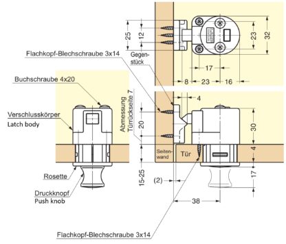 Kvalitní patentka s funkcí kliky, vyrobená ze slitiny zinku (ZDC), povrch: poniklovaná, matná matná matná úprava, povrchová úprava: čtvercová, DPL-SQ-SN. Pevné zapínání na patentku pro obytný vůz, loď a mnoho dalšího, od Sugatsune / LAMP® (Japonsko) - Image 4