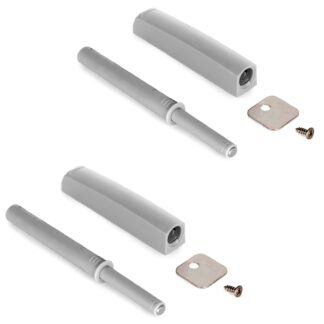 2 kusy elegantní tlakové západky, s montážním pouzdrem, povrch: šedá, provedení: magnetické, 1900321. Stabilní otvírač dveří push-to-open pro nábytková dvířka, dvířka skříněk, výklopy a mnoho dalšího, od EMUCA