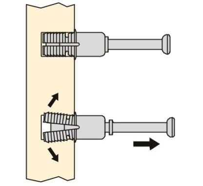 20 ks rozpěrných šroubů, vyrobeno z oceli a plastu, povrch: pozinkovaný, 21,6 mm (27/32"), 5912805. Rozšiřitelná připojovací kotva pro excentrické konektory, police, díly skříněk a mnoho dalšího, od EMUCA - Image 5