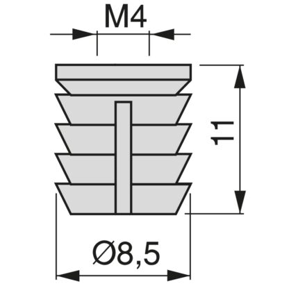 20 kusů vysoce kvalitní závitové vložky s vnitřním závitem M4, vyrobené z nylonu (PA), 11 mm (7/16"), 9047420. Praktické lisované pouzdro pro dřevěné díly, nábytkové spoje, pouzdra elektroniky a mnoho dalšího, od EMUCA - Image 2