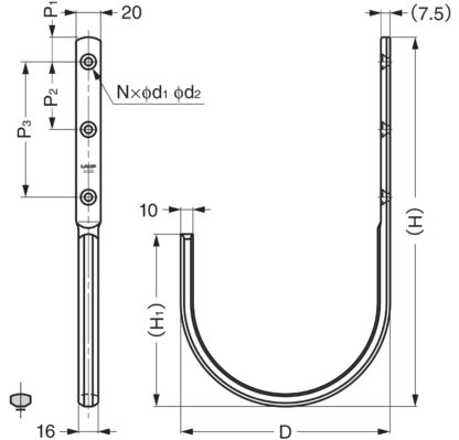 Vysoce kvalitní velký univerzální háček, vyrobený z nerezové oceli, povrch: matný a leštěný, 112 mm (4,5"), XL-CUF110TT. Odolné háky vyrobené z V2A pro stavbu lodí, venkovní použití a mnoho dalšího, Sugatsune / LAMP® (Japonsko) - Image 3