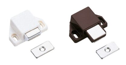 2 kusy kompaktní magnetické západky, včetně protidesky, povrch: hnědý, 25 mm (63/64"), ML-30SBR. Prostorově úsporný otvírač dveří push-to-open pro nábytková dvířka, dvířka skříněk a mnoho dalšího, od Sugatsune / LAMP® (Japonsko) - Image 3