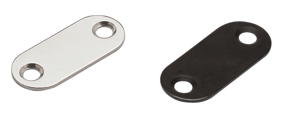 8 ks dlouhá oválná magnetická protideska se 2 zapuštěnými otvory, povrch: černý, 35 mm (1-3/8"), MC-YN001U-BL. Magnetický protějšek pro magnetické západky, magnetický zámek, dveře skříně a mnoho dalšího, od Sugatsune / LAMP® (Japonsko) - Obrázek 3