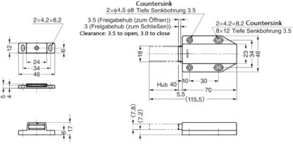 2 kusy magnetických západek, včetně protidesky, povrch: hnědý, 38 mm (1-1/2"), verze: s dlouhým pístem, ML-120BR. Otvírač dveří push-to-open pro nábytková dvířka, dvířka skříněk a mnoho dalšího, od Sugatsune / LAMP® (Japonsko) - Obrázek 2