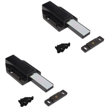 2 kusy magnetických západek, včetně protidesky ML-120BL, 70 mm (2-3/4") Sugatsune, černé, verze: s dlouhým pístem. Obrázek produktu