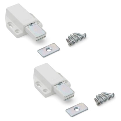 2 kusy Vysoce kvalitní magnetická západka, včetně protidesky ML-80W, 38 mm (1-1/2") od Sugatsune, bílá. Obrázek produktu