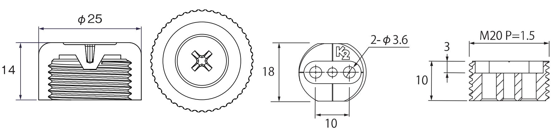 4 kusy robustního nastavovače nábytku, nosnost: 600 kg (1323 lbs), povrch: bílý, ⌀25 mm (63/64"), verze: s křížovou hlavicí pro šroubovák, B572-25-WH. Nastavitelná noha na nábytek a mnohem více, od Kojimy (Japonsko) - Obrázek 2