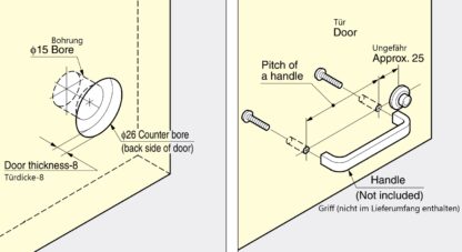 Zavírání tlačítkem pro silná nábytková dvířka od 22 do 25 mm, povrch: hnědá, SL-B251-BR. Push-Latch pro přestavbu karavanu, interiér jachty, karavanový nábytek a mnoho dalšího, od Sugatsune / LAMP® (Japonsko) - Image 3
