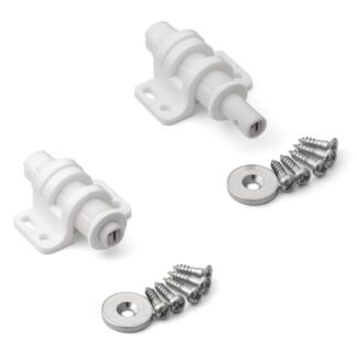 2 kusy Kulatý magnetický zacvakávací lapač s možností nastavení, vč. protiplech MC-25WT od Sugatsune, bílý.  Obrázek produktu