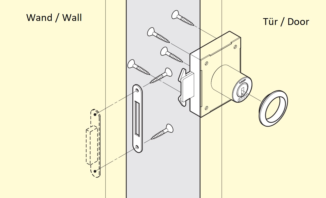 Zámek s posuvnými dveřmi, vyrobený z nerezové oceli SUS304, povrch: chromovaný, provedení: s podobným klíčem, 7810K-24-CR-L-D. Roletový zámek pro posuvné dveře a mnoho dalšího, od Sugatsune / LAMP® (Japonsko) - Obrázek 5