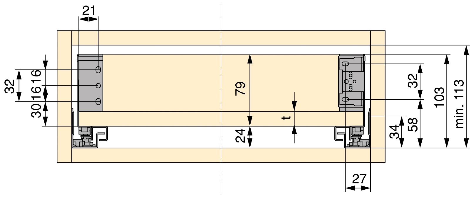 Sada zásuvek, s extra tenkými rámy, výška: 88 mm (3-15/32"), povrch: antracitově šedá, 450 mm (17-23/32"), verze: částečný výsuv s tlumením 3275335. sada zásuvek na kuchyňský nábytek a mnoho dalšího, EMUCA - Obrázek 4