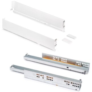 Sada zásuvek, s extra tenkými rámy, výška: 88 mm (3-15/32"), povrch: bílá, 490 mm (19-19/64"), verze: plné prodloužení s měkkým zavíráním, 3275412. sada zásuvek pro kuchyňský nábytek a mnoho dalšího, od EMUCA