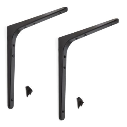 2 kusy vysoce kvalitního odolného montážního držáku, nosnost: 56 kg (124 lbs), povrch: černý, 240 mm (9,5"), BTK-240B. Odolný policový držák pro police, přepážku, polici, rohové spojení a mnoho dalšího, od Sugatsune / LAMP® (Japonsko)
