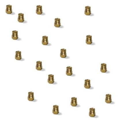 20 kusů vysoce kvalitní rozpínací dutinky s vnitřním závitem M4 na dřevo, vyrobené z mosazi, 7,5 mm (19/64"), 9003402. Praktická vložka s rozpěrným závitem pro dřevěné díly, nábytkové spoje a mnoho dalšího, od EMUCA