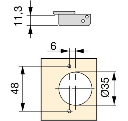 Miskový závěs, Soft-Close, Nacvakávací montáž, 3D přestavitelný, vč. montážní desky, povrch: poniklovaný, provedení: přisazený, 1040007. hrncový závěs pro nábytek, skříně a mnoho dalšího, EMUCA - Image 2