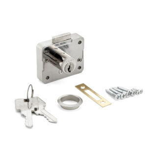 Zámek skříně pro tloušťku přední strany 16 mm, jinak ořezané 2650-16-DN-B. Zámek na dveře a zásuvky skříněk, od Sugatsune / LAMP (Japonsko)