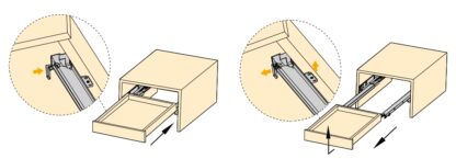 Podlahové lišty, nosnost: 25 kg (56 lbs), 350 mm (13-25/32"), Provedení: Částečný výsuv s funkcí push-to-open, 3123205. Kvalitní podlahové výsuvy pro dřevěné zásuvky, dřevěné police a mnoho dalšího, od EMUCA - Obrázek 3