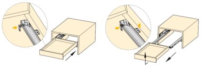 Podlahové výsuvy, nosnost: 25 kg (56 lbs), 500 mm (19-11/16"), provedení: částečné výsuvné s tlumením, 3019505. Kvalitní podlahové výsuvy pro dřevěné zásuvky, dřevěné zásuvky, dřevěné police a mnoho dalšího, od EMUCA - Obrázek 3