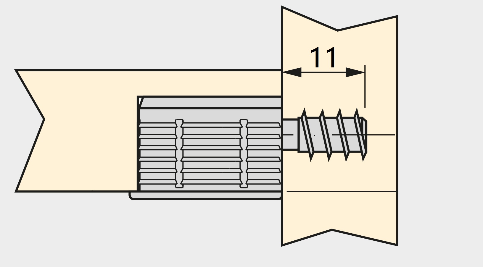 20 kusů robustního spojovacího šroubu pro otvor ⌀6 mm, vyrobeného ze Zamaku, 11 mm (7/16"), 8083901. Robustní excentrický kolík pro připojení nábytku a mnoho dalšího, od EMUCA - Obrázek 3