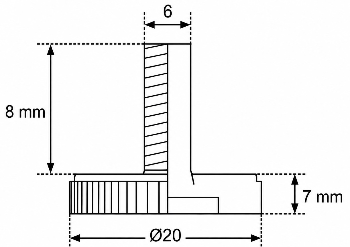 4 díly robustní nastavitelná pata se štěrbinou šroubováku, vyrobená z kovu a plastu, povrch: černá, 15 mm (19/32"), 10.17.047. Stabilní výškový nastavovač pro skříně, stroje a mnoho dalšího, od SISO Dánsko - Obrázek 2